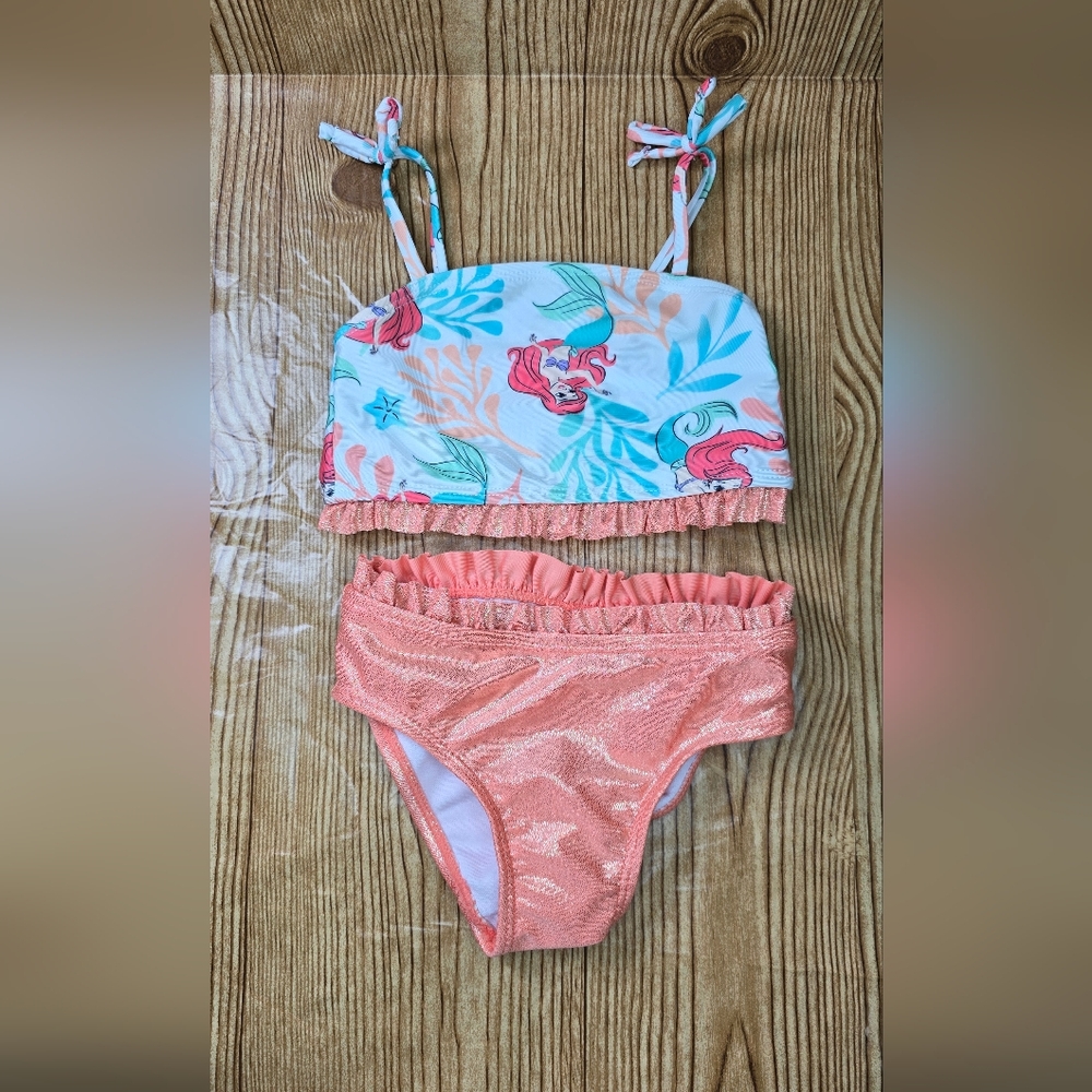 Toddler Girls Two-Piece Mermaid Print Bikini - Coral & Aqua Size 18 Months